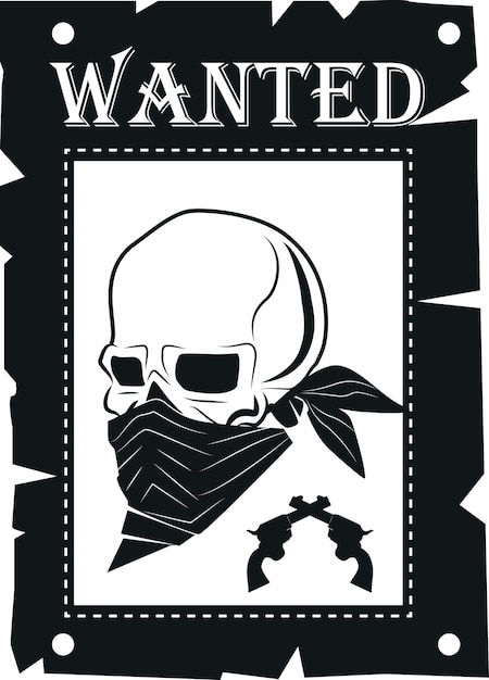 A Bandit'S Skull On A Wanted Poster Isolated On Transparent Background