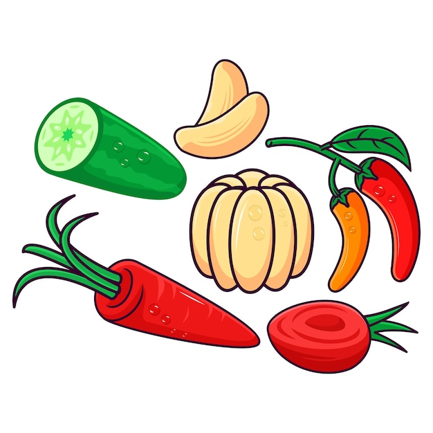 bandle fruit and vegetable  element suitable for social media post design elements and etc..