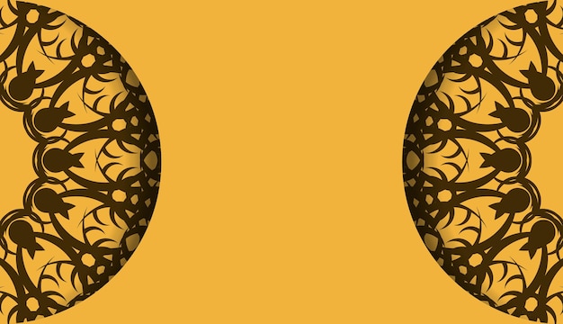 Baner of yellow color with abstract brown ornament for design under the text