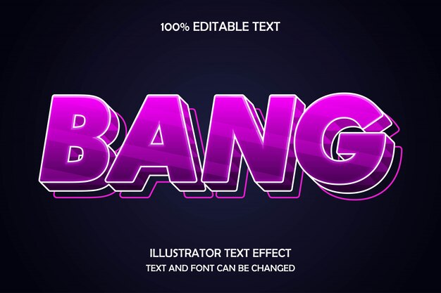 Bang, editable text effect modern pattern layer emboss style