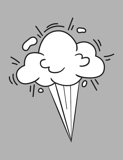 Bang explosion with white cloud and motion trail isolated Vector illustration in comic cartoon design