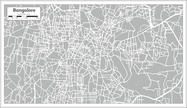 Bangalore India City Map in Retro Style. Outline Map. Vector Illustration.