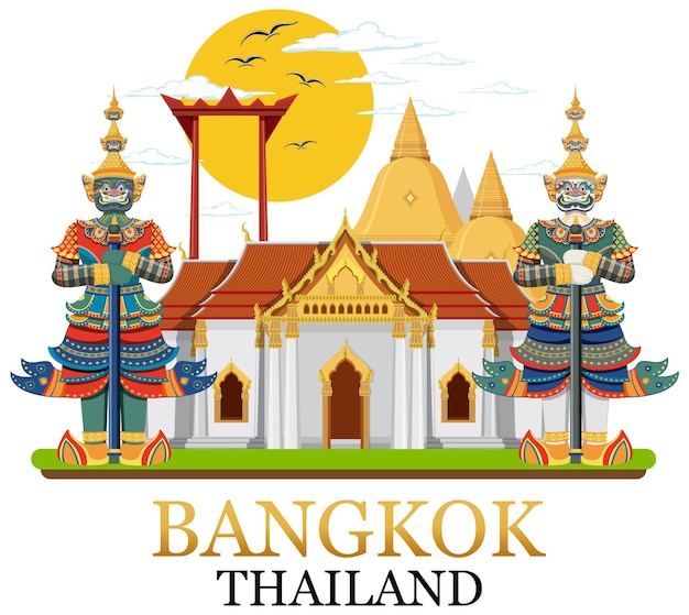 Bangkok Thailand Landmarks Logo Banner