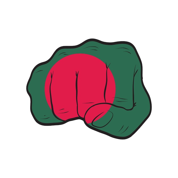 Bangladesh flag on a clenched fist Strength Power Protest concept