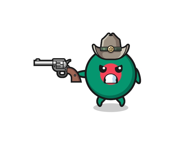 the bangladesh flag cowboy shooting with a gun
