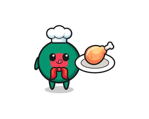 bangladesh flag fried chicken chef cartoon character
