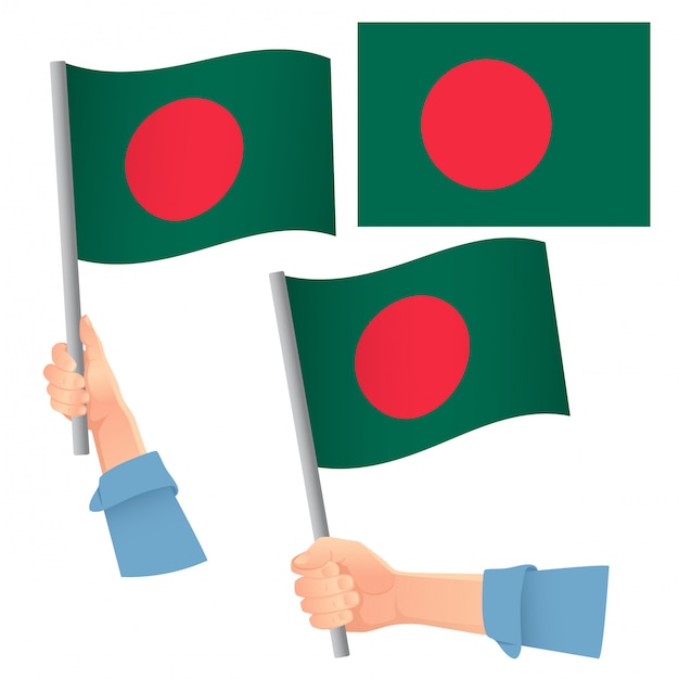 Bangladesh flag in hand set