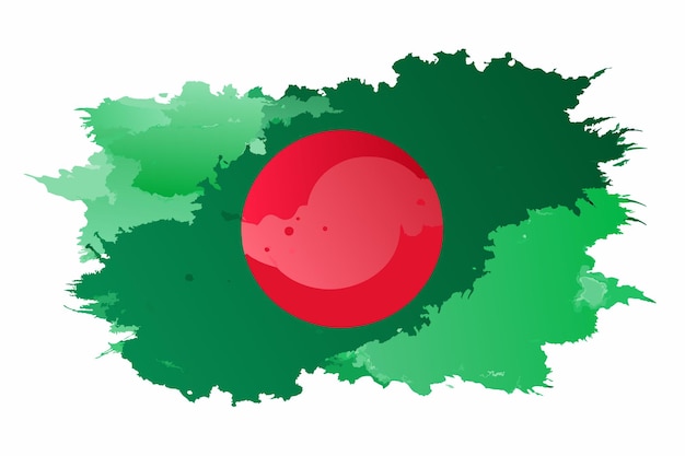 Bangladesh flag vector illustration with red and green splash