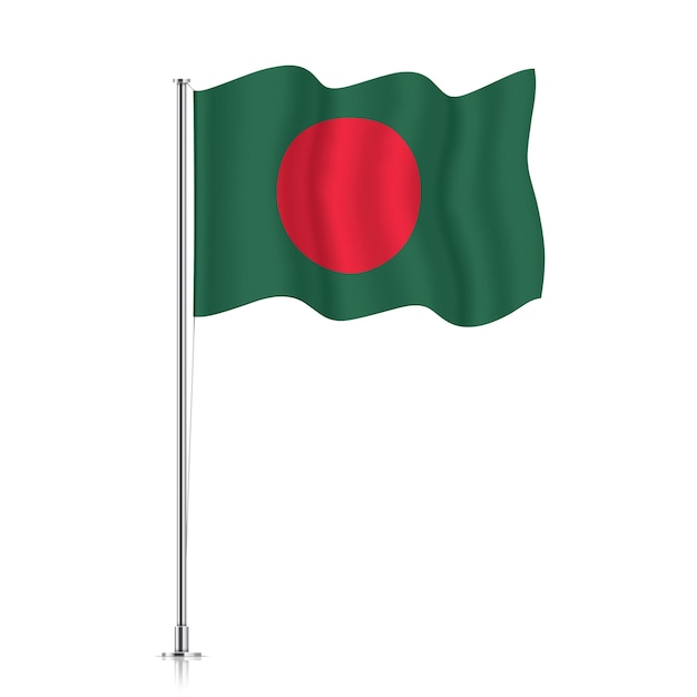 Bangladesh flag waving on a metallic pole