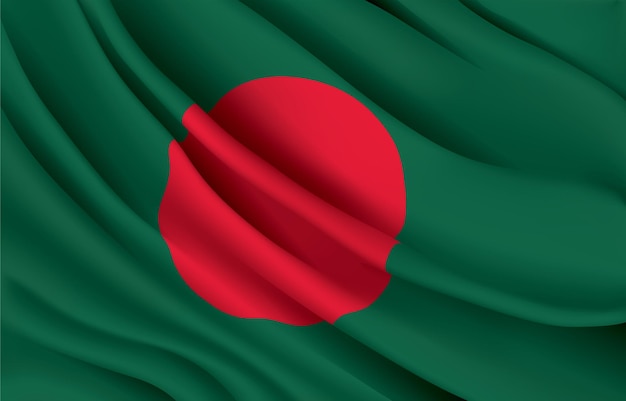 bangladesh national flag waving realistic vector illustration