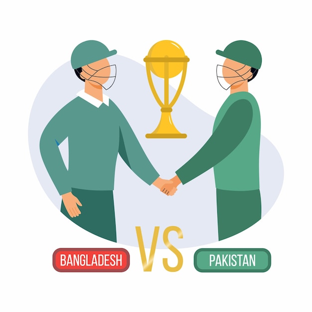 Bangladesh vs Pakistan Two men shake hands Game of cricket