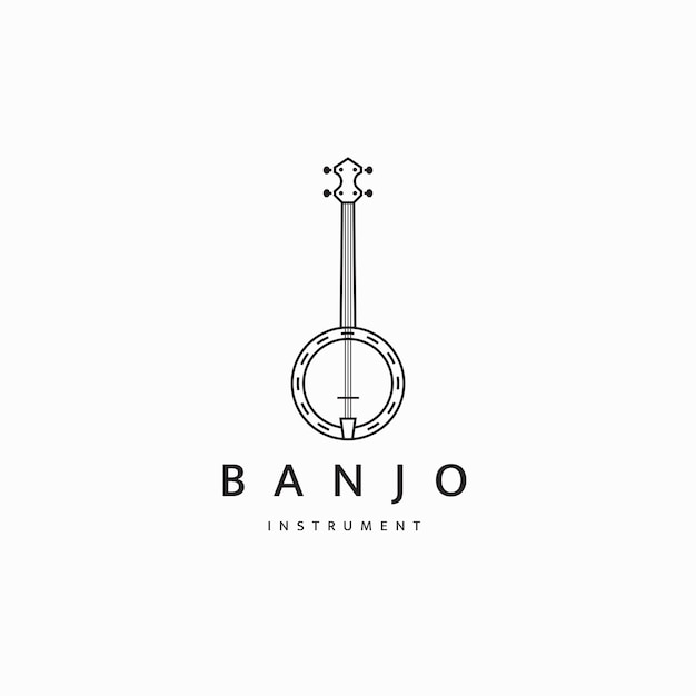 Banjo guitar music instrument logo icon design template flat vector