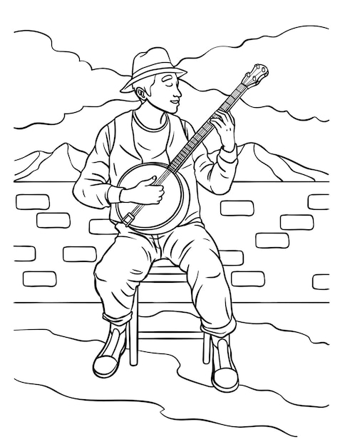 Banjoist Coloring Page for Kids