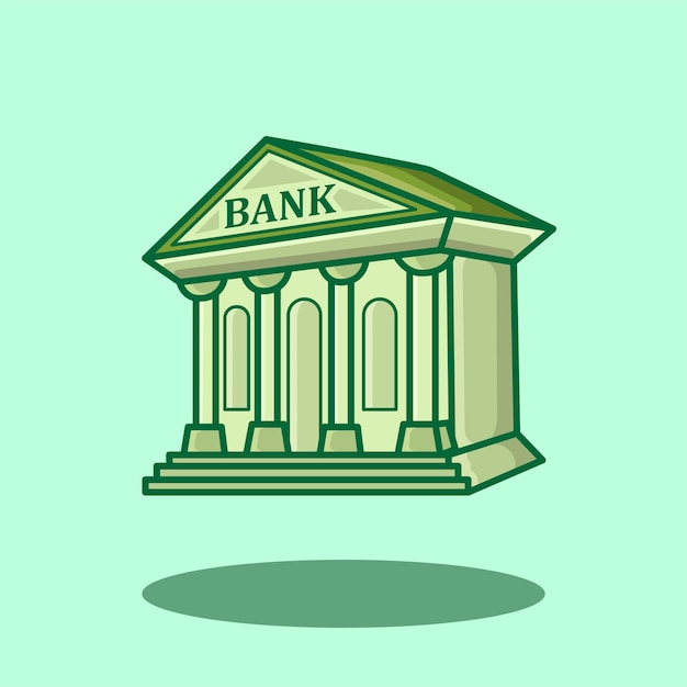 Bank Building Cartoon Vector illustration Vector Bank Bank Building vector illustration and icon f