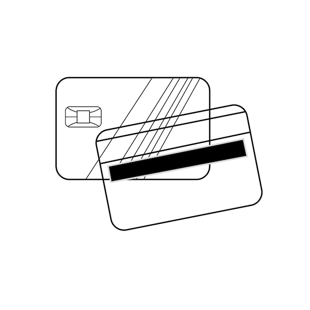 Bank Card outline Credit card outline Credit card icon set Credit card payment icon vector