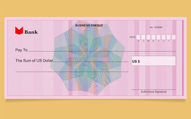 Bank cheque design USD Guilloche background