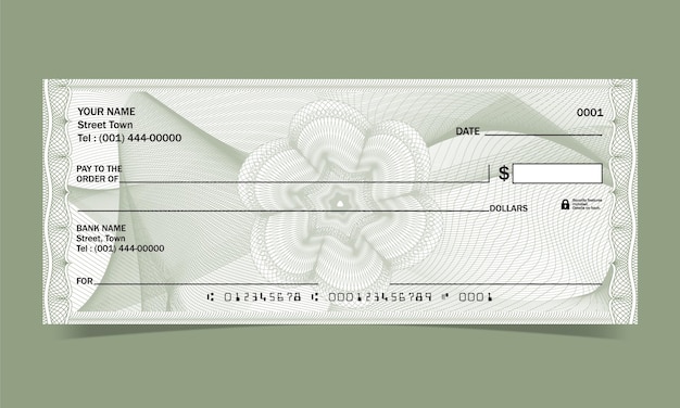 Vector bank cheque design waves line with vector guilloche design for a diploma or banknote