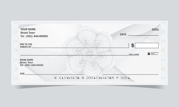 Vector bank cheque design waves line with vector guilloche design for a diploma or banknote