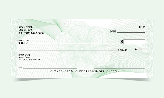 Vector bank cheque design waves line with vector guilloche design for a diploma or banknote