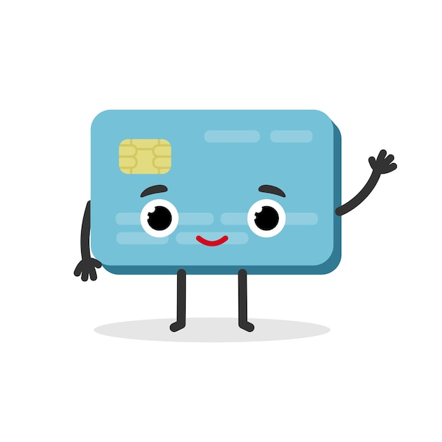 Bank credit card cute character in cartoon style