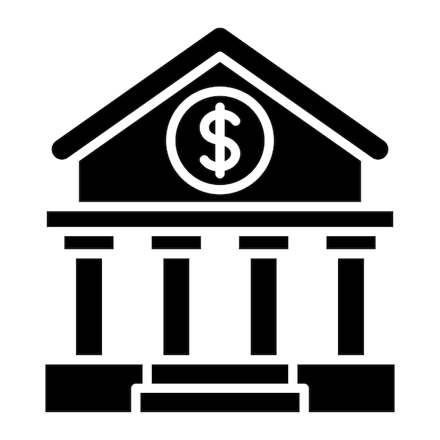 Bank Glyph Solid Black Illustration