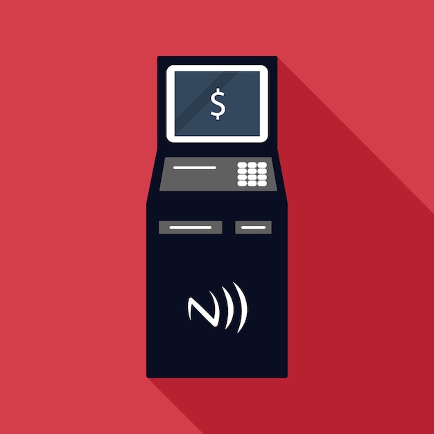 Bank terminal with nfc color illustration EPS 10 Payment station icon Payment concept Atm