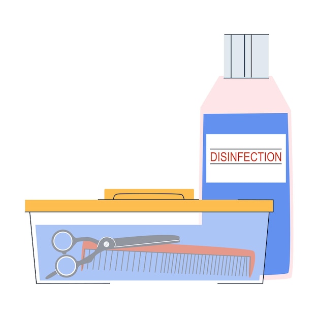 Bank with liquid for instrument sterilization Container with disinfectant solution for tools