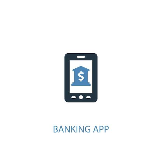 Banking app concept 2 colored icon. Simple blue element illustration. banking app concept symbol design. Can be used for web and mobile UI/UX