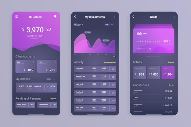 Banking app interface