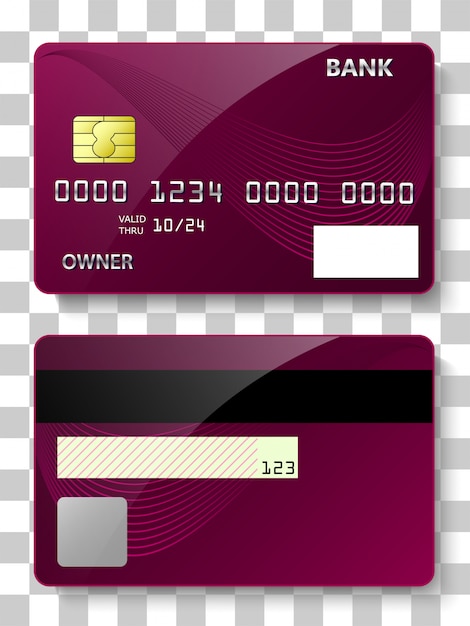 Vector banking card front and back