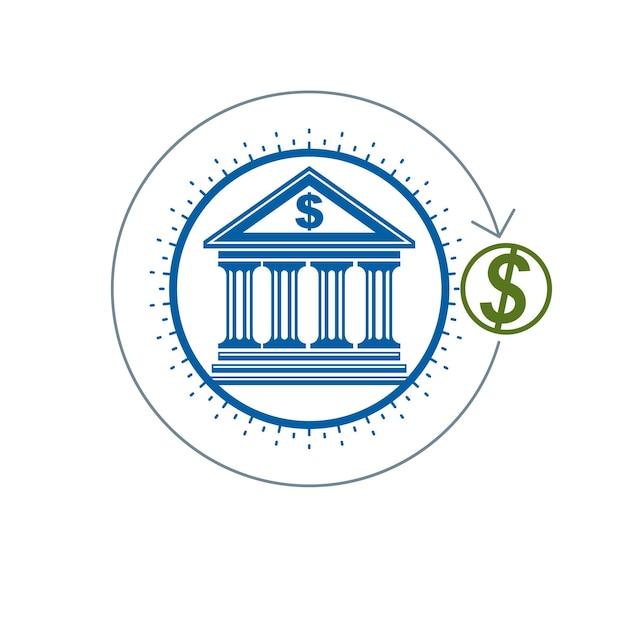 Banking conceptual logo, unique vector symbol. Banking system. The Global Financial System. Circulation of Money.