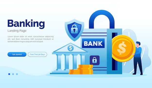 Banking deposit landing page website illustration flat template