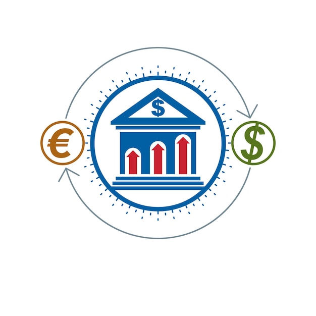 Banking and Finance conceptual logo, unique vector symbol. Banking system. The Global Financial System. Circulation of Money.