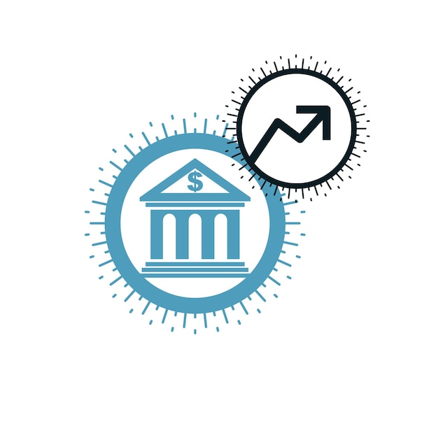 Banking and Finance conceptual logo, unique vector symbol. Banking system. The Global Financial System. Circulation of Money.