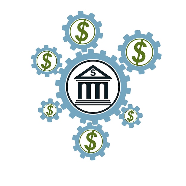 Banking and Finance conceptual logo, unique vector symbol. Banking system. The Global Financial System. Circulation of Money.