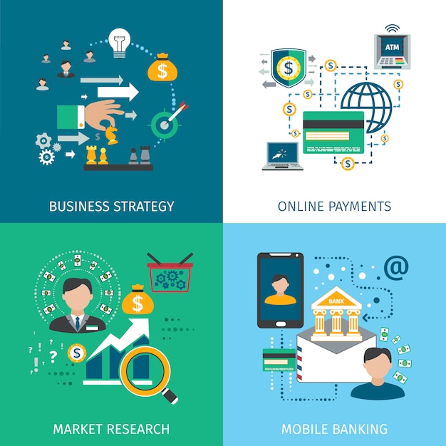 Banking Marketing Icons Set 