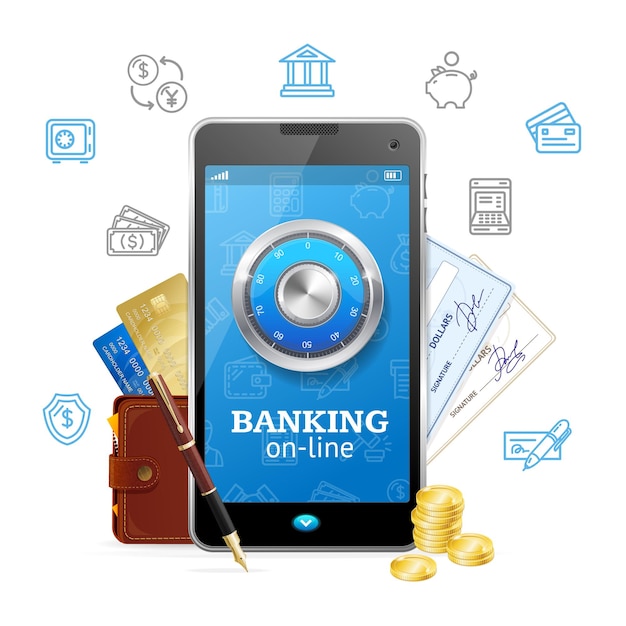 Banking Online Concept Mobile Phone App Vector