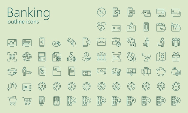 Banking outline icon set