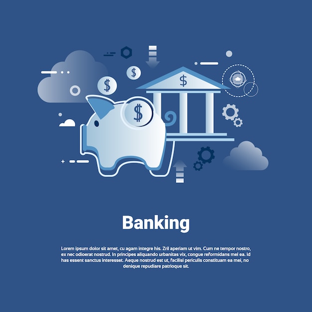 Vector banking template web banner with copy space money savings concept