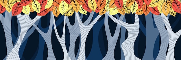 Banner on an autumn theme stylized trees