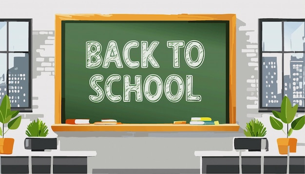 Banner back to school text on blackboard Education Concept Vector Illustration