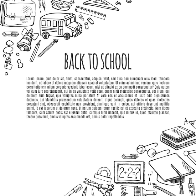 Banner back to school tools sketch icons design illustrationBackground School