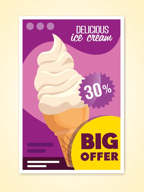 banner of big offer of ice cream with thirty percent discount