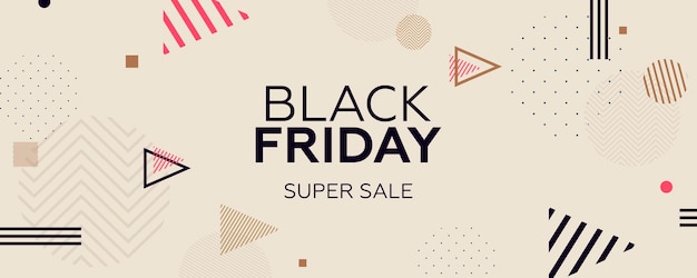 Banner for black friday super sale with geometric elements