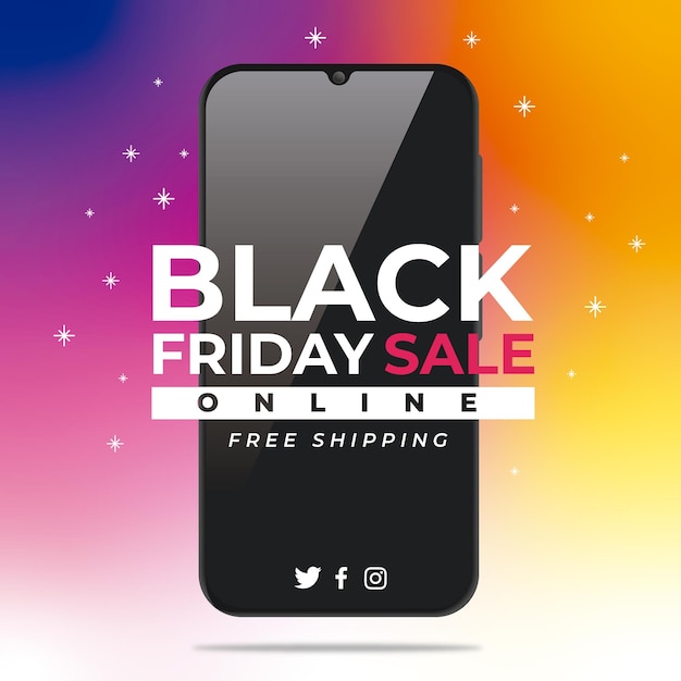 Banner for Black Friday with smathphone in gradient background