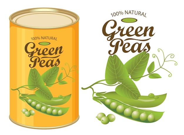 banner for canned green peas with label