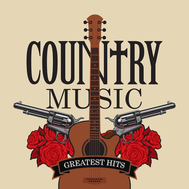 banner for country music with guitar