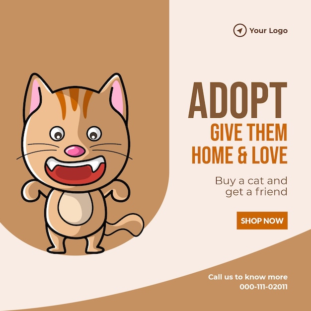 Banner design of adopt give them home and love template