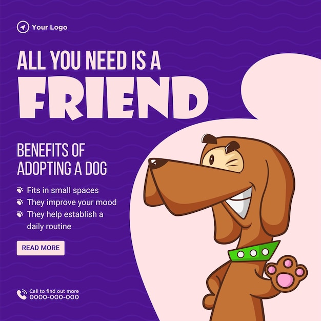 Vector banner design of all you need is a friend template