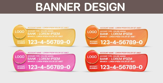 Banner design, bank account banner or header templates vector